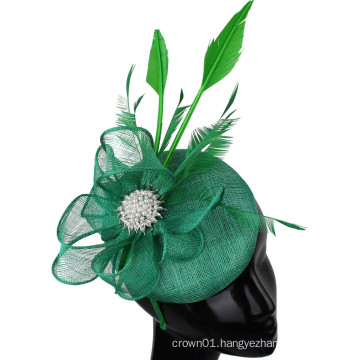 Green pillbox with Sinamay Bow derby Fascinator hat hatinator for wedding